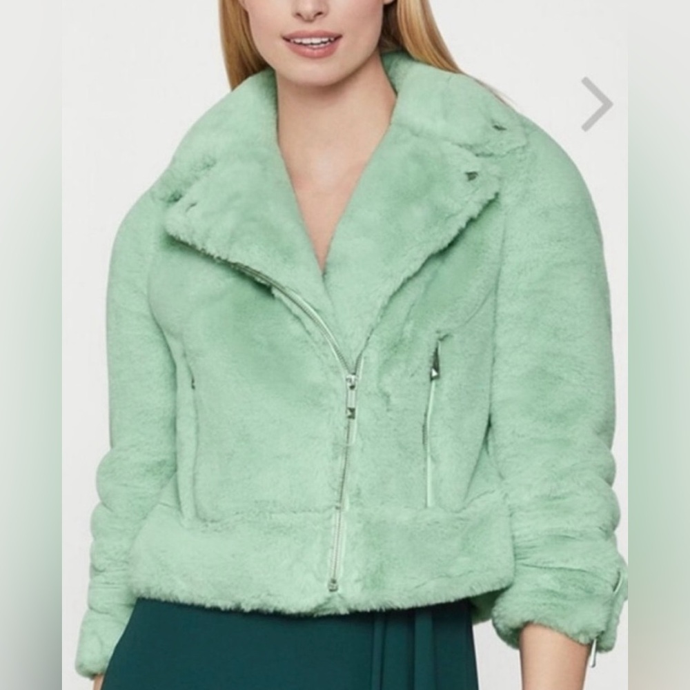 BCBGMAXAZRIA Violet Faux-Fur Moto Jacket